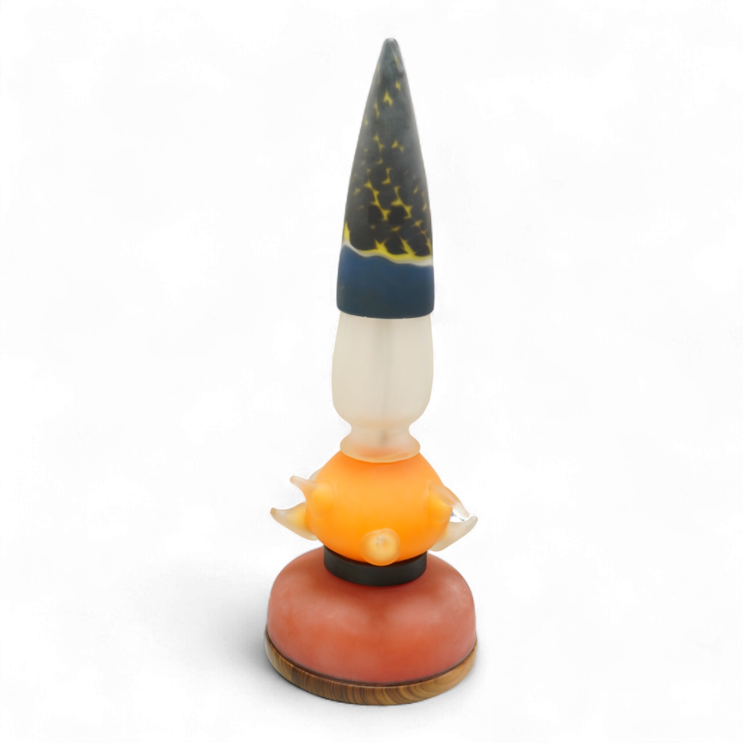 A sculptural coloured glass table lamp, signed DSR - 73cm high